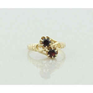 14k Yellow Gold Natural Garnet Band Ring Antique Victorian Ring size 7